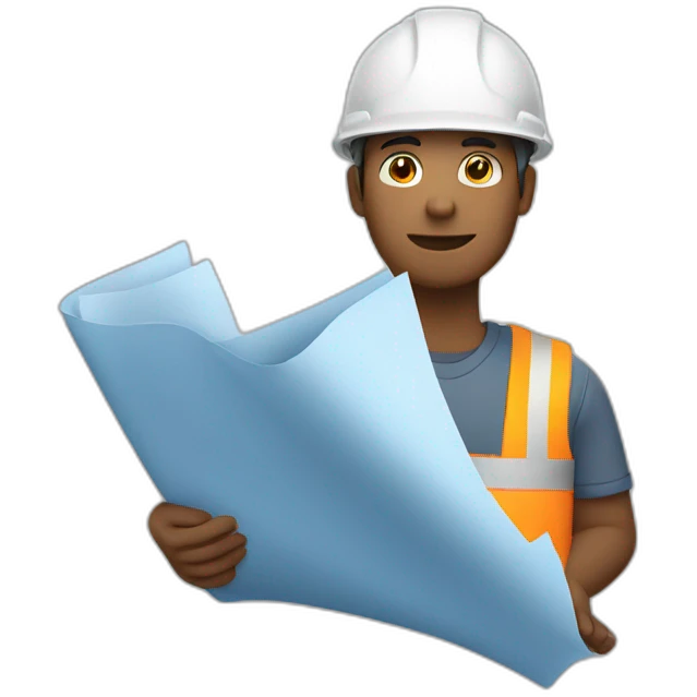 guy holding blueprints wearing a construction hat emoji