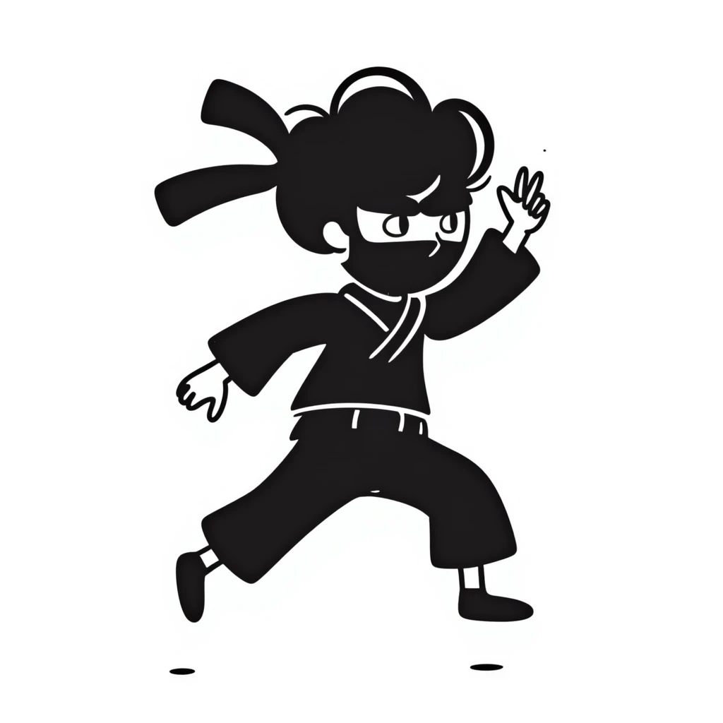 ninja character, hand drawn doodle style emoji