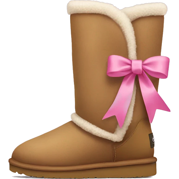 Ugg boots with a pink ribbon tied around them emoji