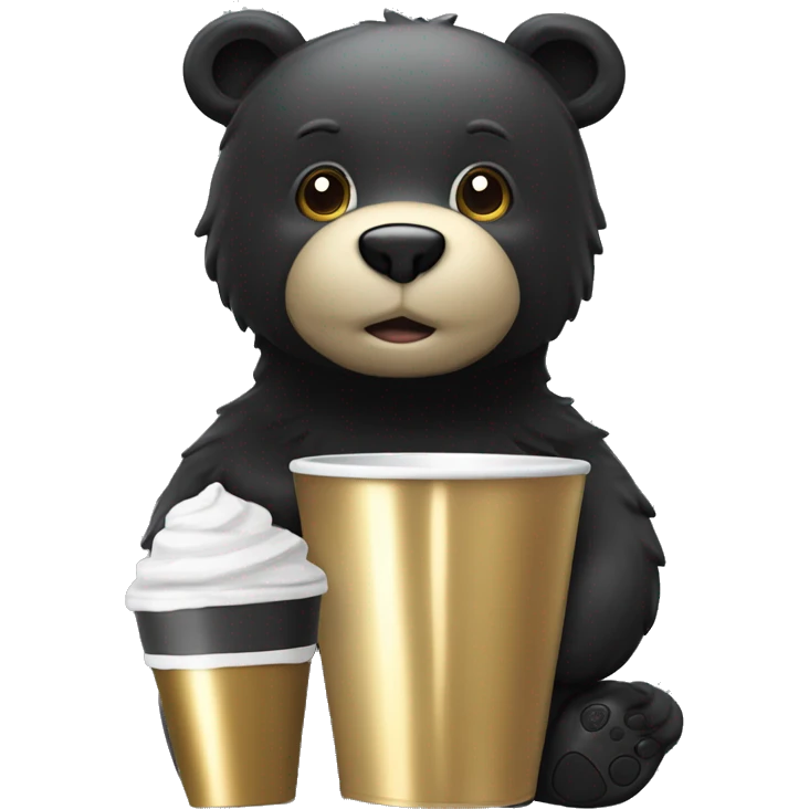 Gold ￼Ferrari with a black bear cup ￼ ￼ emoji