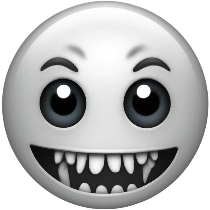Bubble with black eyes and sharp teeth emoji