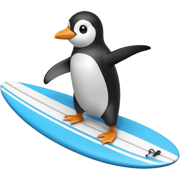 Penguin on a surf board  emoji
