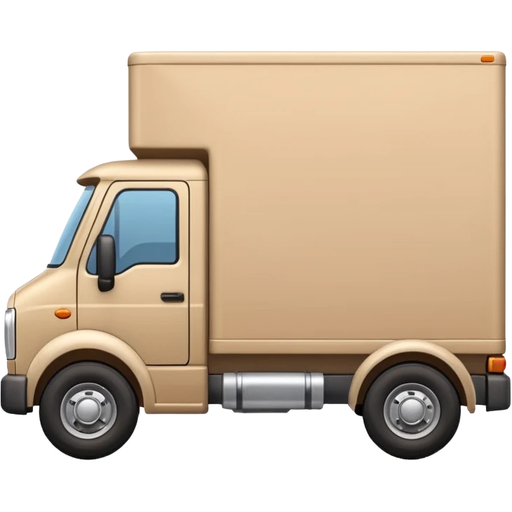 emoji of beige delivery truck, in perspective view emoji