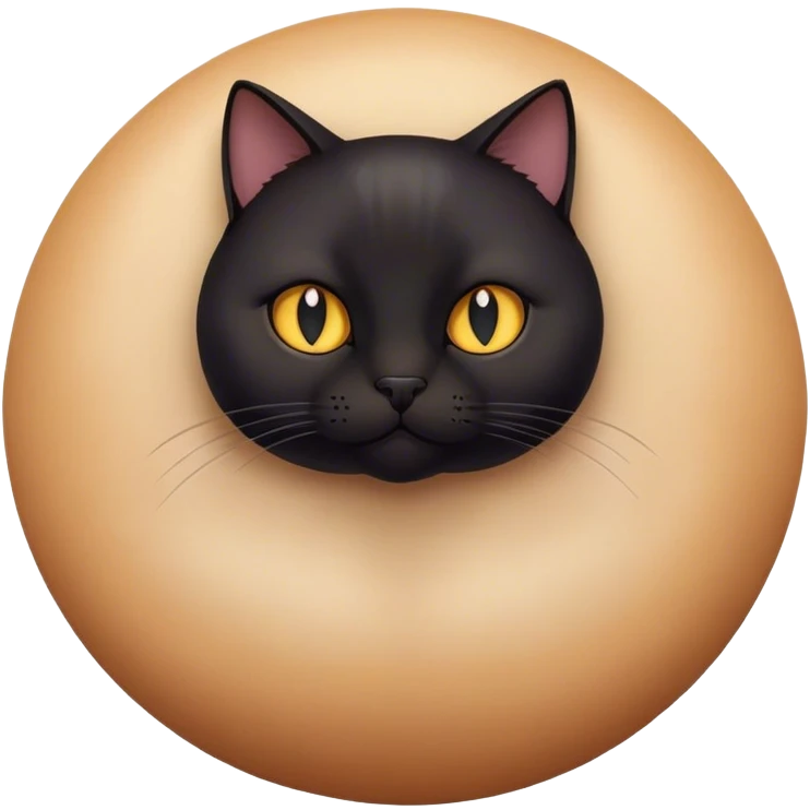 Black cat that has a round belly emoji