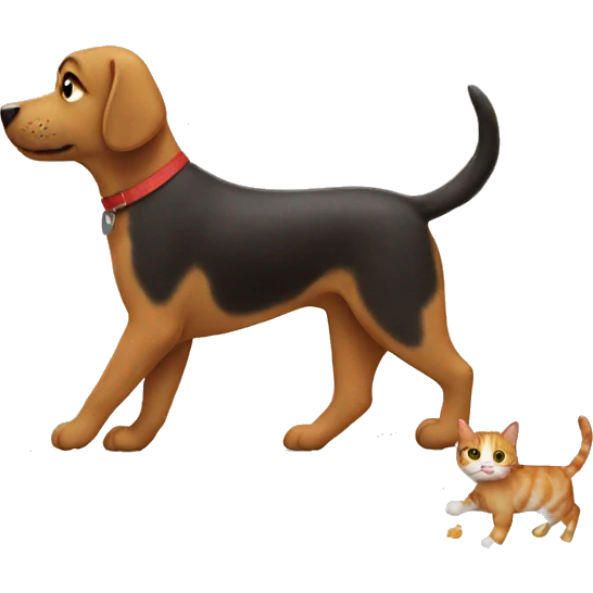 a dog walking a cat  emoji