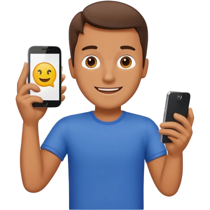 happy man leaving review on google on one phone emoji