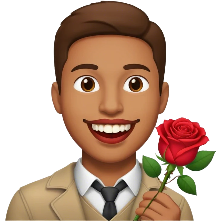 A man with rose in his teeth emoji