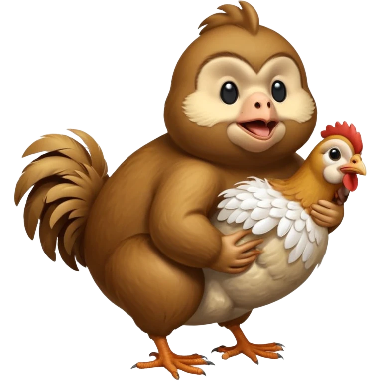 Fat monkey riding a tiny chicken emoji