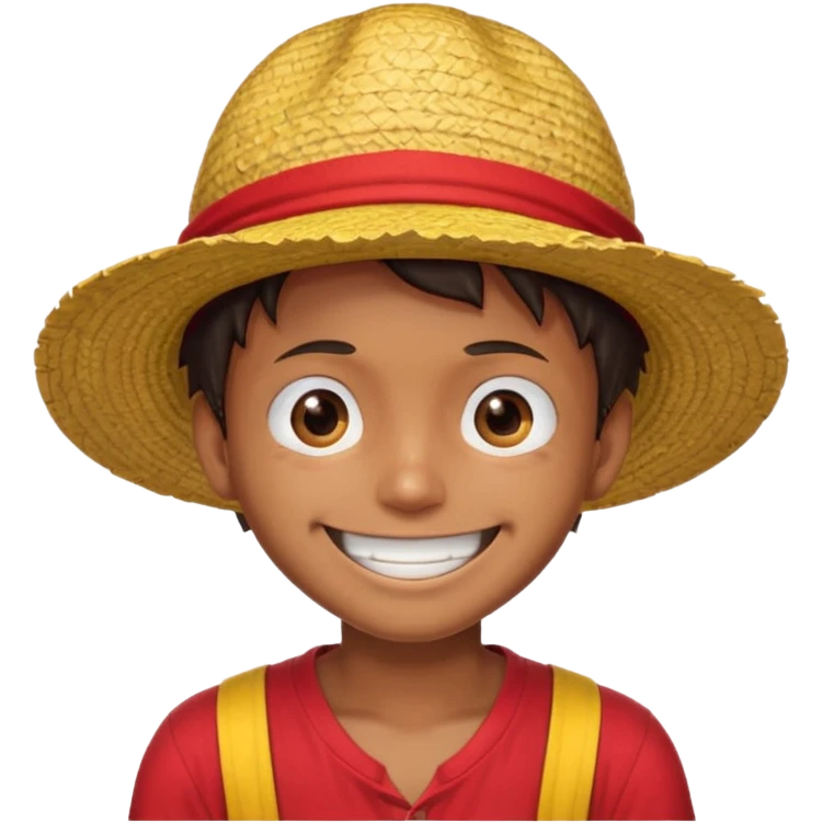 Luffy with a big smile and red shirt with yellow and red straw hat emoji