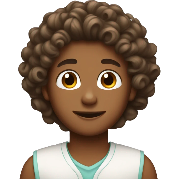 make a boy with curly brown hair doing his skincare emoji