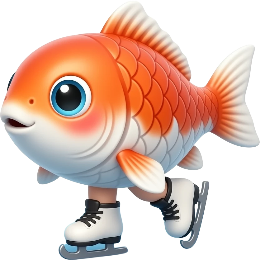 humanoid cute koi 3d cartoon skating emoji