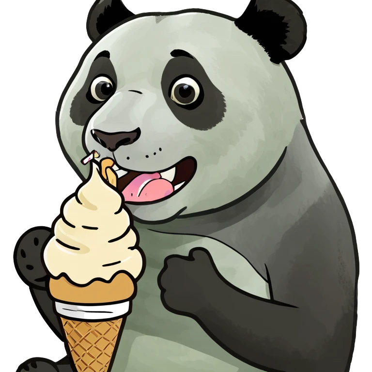 Panda eating ice cream emoji