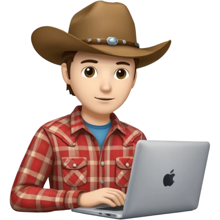 cowboy coder with a laptop infront and he is very white emoji