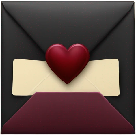 black envelope with burgundy wax heart seal emoji