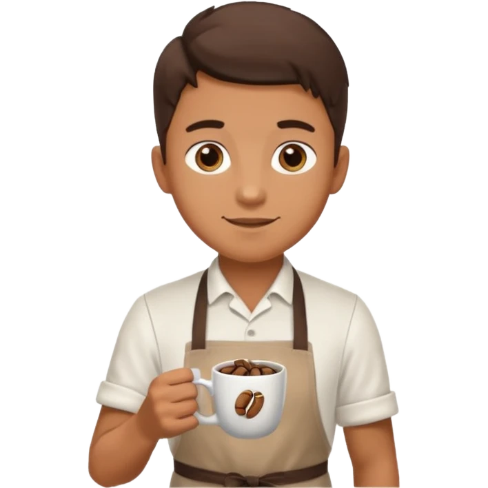 barista boy with apron and coffee beans emoji