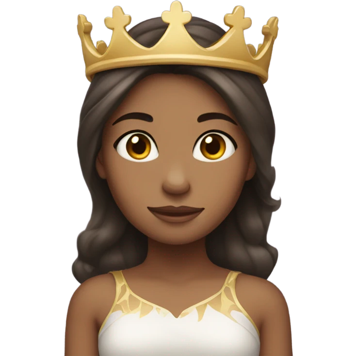 Light skinned girl with dark brown hair wearing a crown  emoji