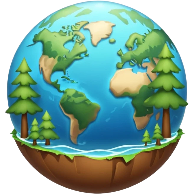 Generate a realistic emoji-style icon of the Earth with forests, oceans, and clean skies — bright lighting and soft shadows emoji