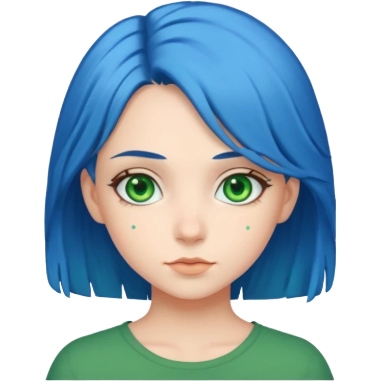 Green eyes blue hair girl  emoji