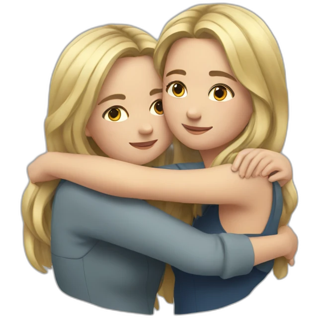 2 european girls hug emoji