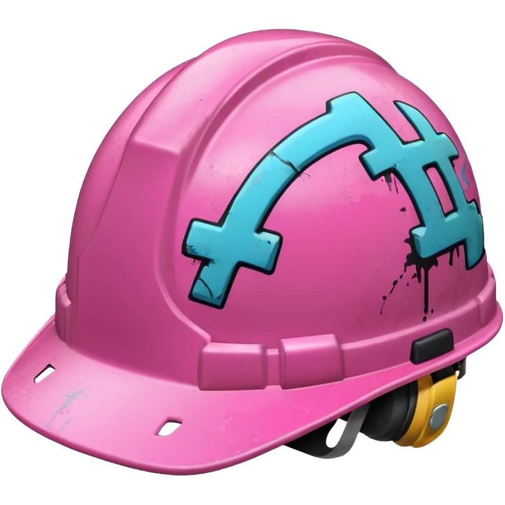 pink hard hat with graffity emoji