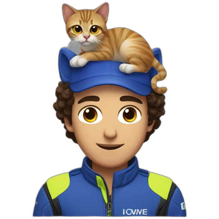 Lando norris with a cat on his head emoji