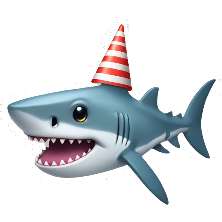 Shark with a birthday hat emoji