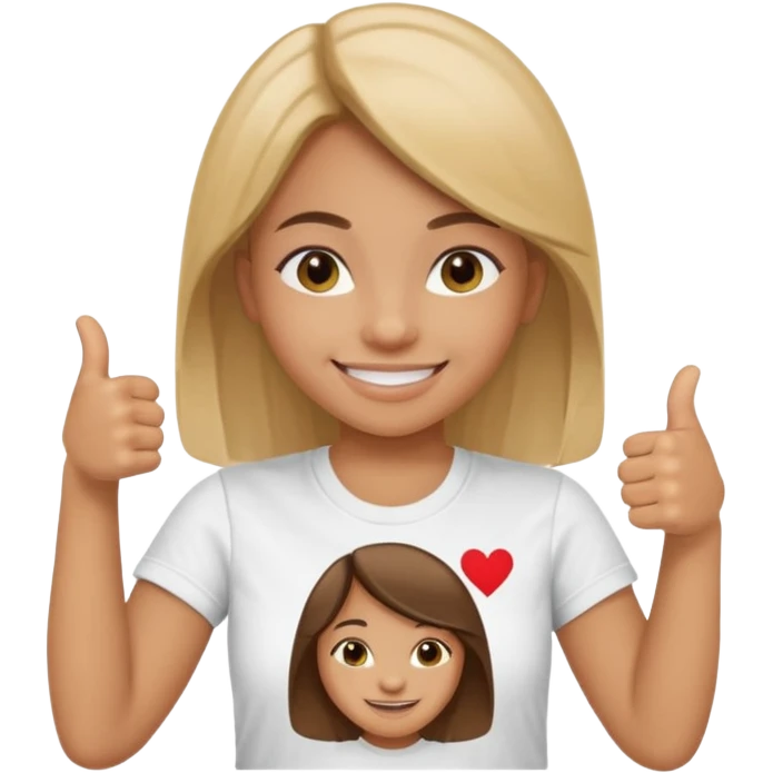 una chica sonriendo con un pulgar hacia arriba con un texto al arriba q pone “me apunto a tdo” en la camiseta  emoji