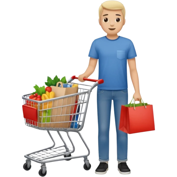 a man with a shopping cart full body emoji