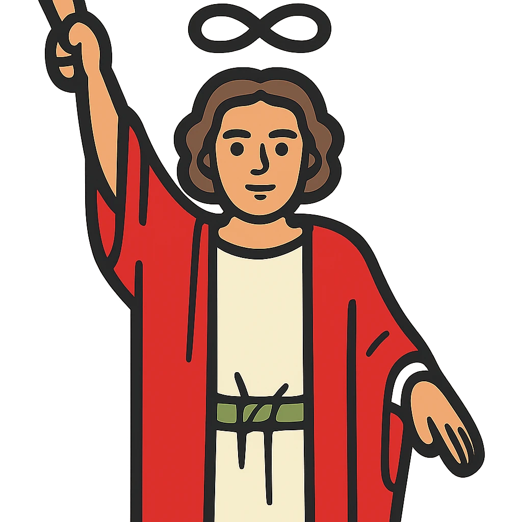 Remove the background from the image of the magician. Make the magician suitable as an emoji while preserving the Rider Waite Smith tarot style. Transparent background. emoji