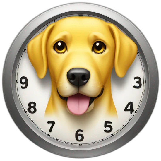 a yellow clock in format of dog emoji