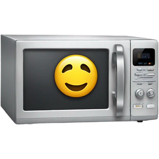 A microwave with a smiley face mocking you emoji