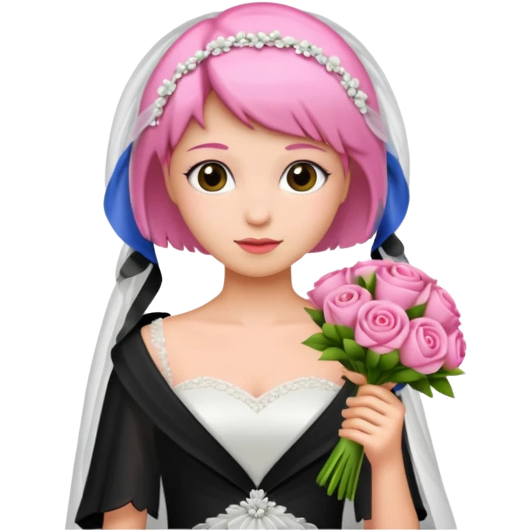 pink short haired bride with bouqet emoji