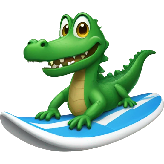 Alligator in a surfboard emoji