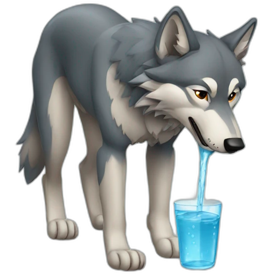 wolf drinking water emoji