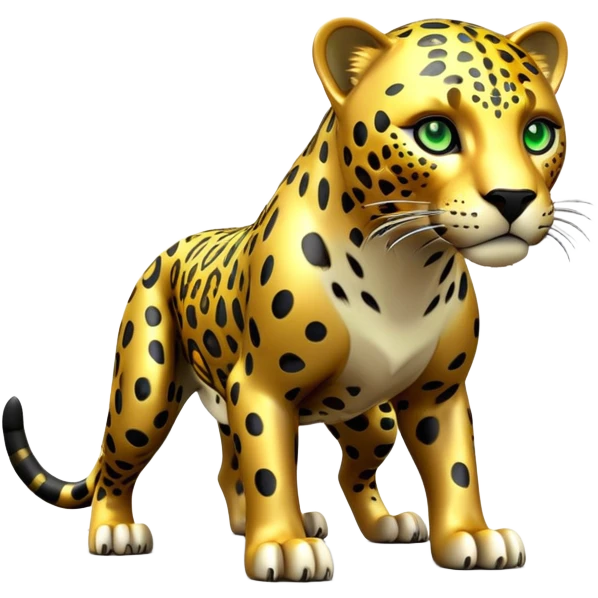 cinematic-jaguar-realistic-full-body-on all fours-emoji,-sleek-powerful-frame-poised-for-action,-golden-fur-adorned-with-bold-black-rosettes,-head-tilted-dramatically,-piercing-green-eyes-locked-onto-its-prey,-simplified-yet-realistic-focused-features,-highly-detailed,-glowing-with-an-almost-sarcastic-glow emoji