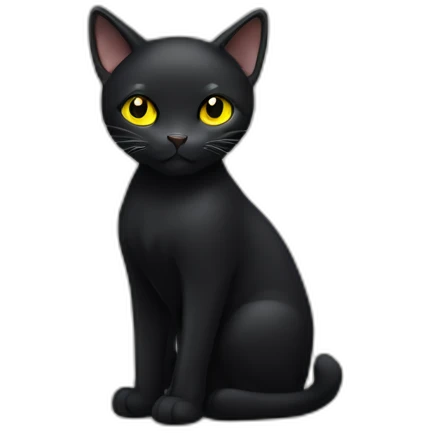 Full Black cat with yellow eyes from head to toe emoji