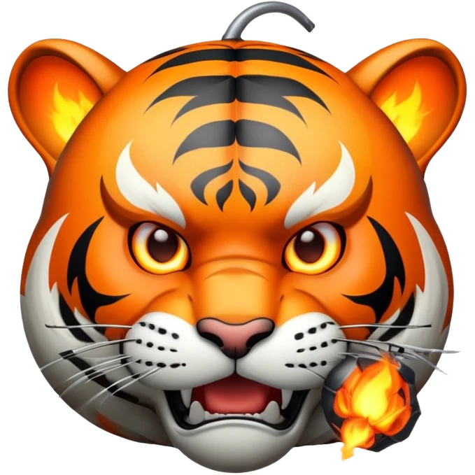 tiger face with bomb with burning fuse for Twitch emote emoji