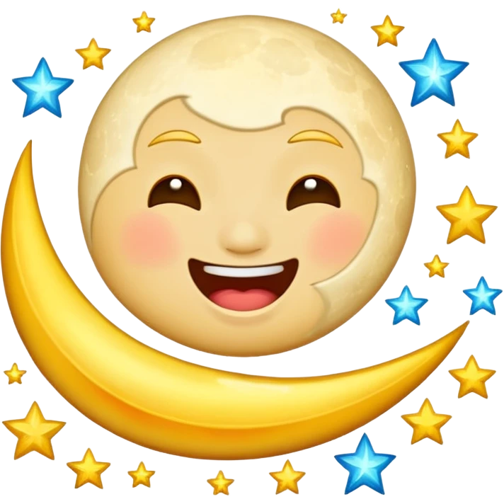 laughing moon spilling stardust emoji
