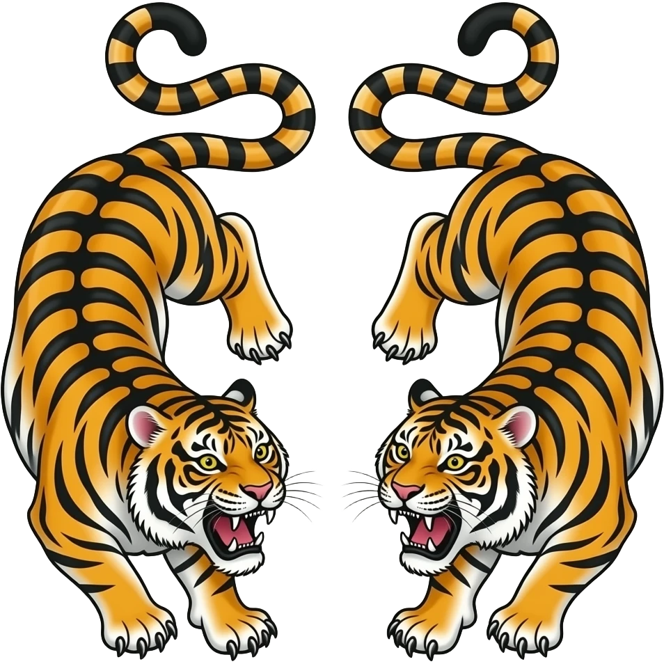 Sak yant twin tigers tattoo emoji
