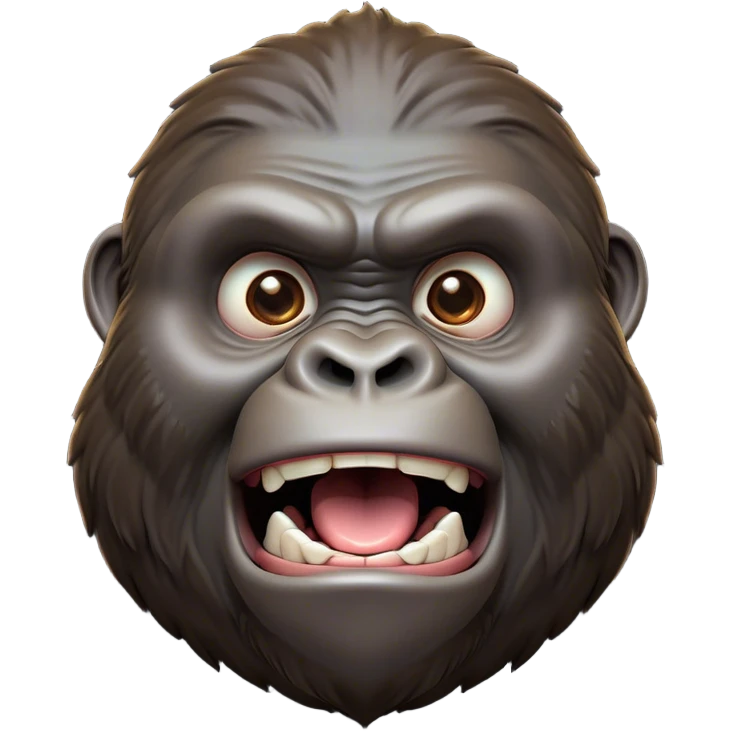 Cinematic Comical Gorilla Portrait Emoji, Head tilted dramatically with an exaggeratedly shocked expression, featuring a robust build with wide, comically expressive eyes full of humorous disbelief, Simplified yet hilariously expressive features, highly detailed, glowing with a slightly sassy jungle glow, high shine, dramatic yet playful, stylized with an air of quirky primate attitude, soft glowing outline, capturing the essence of a meme-worthy gorilla that appears ready to side-eye its way into viral fame! emoji