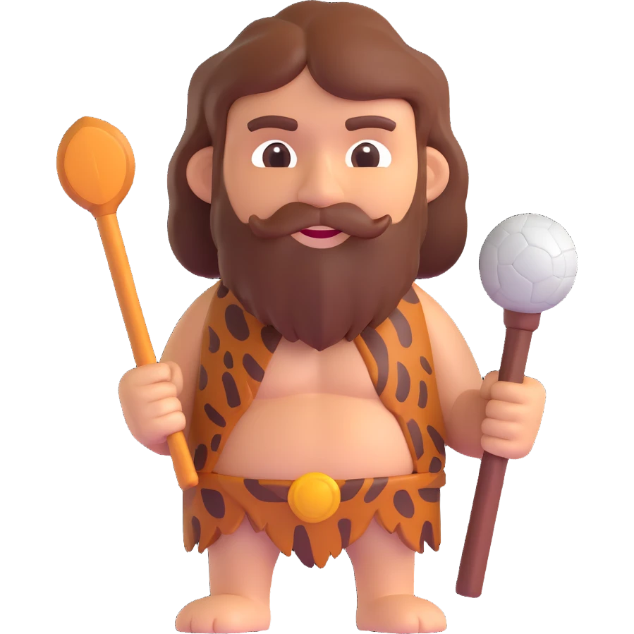 Caveman emoji in animal skin with a club emoji