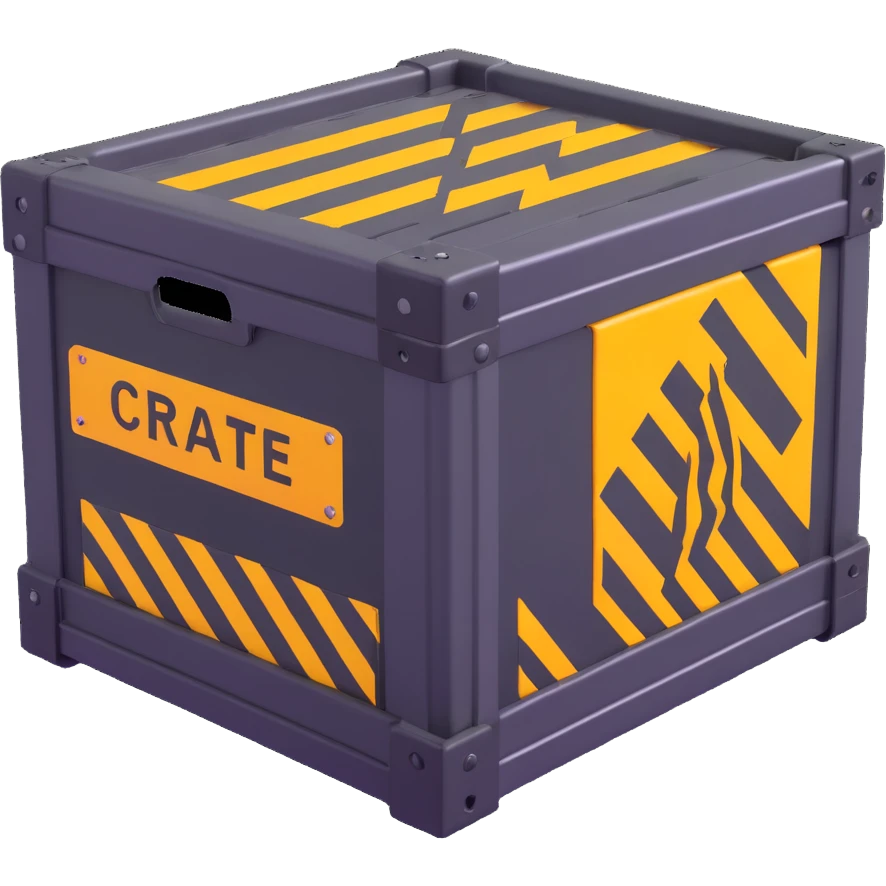 industrial crate, metallic with warning stripes emoji