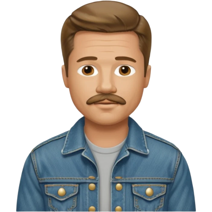 brad pitt with stache, wear jean jacket emoji