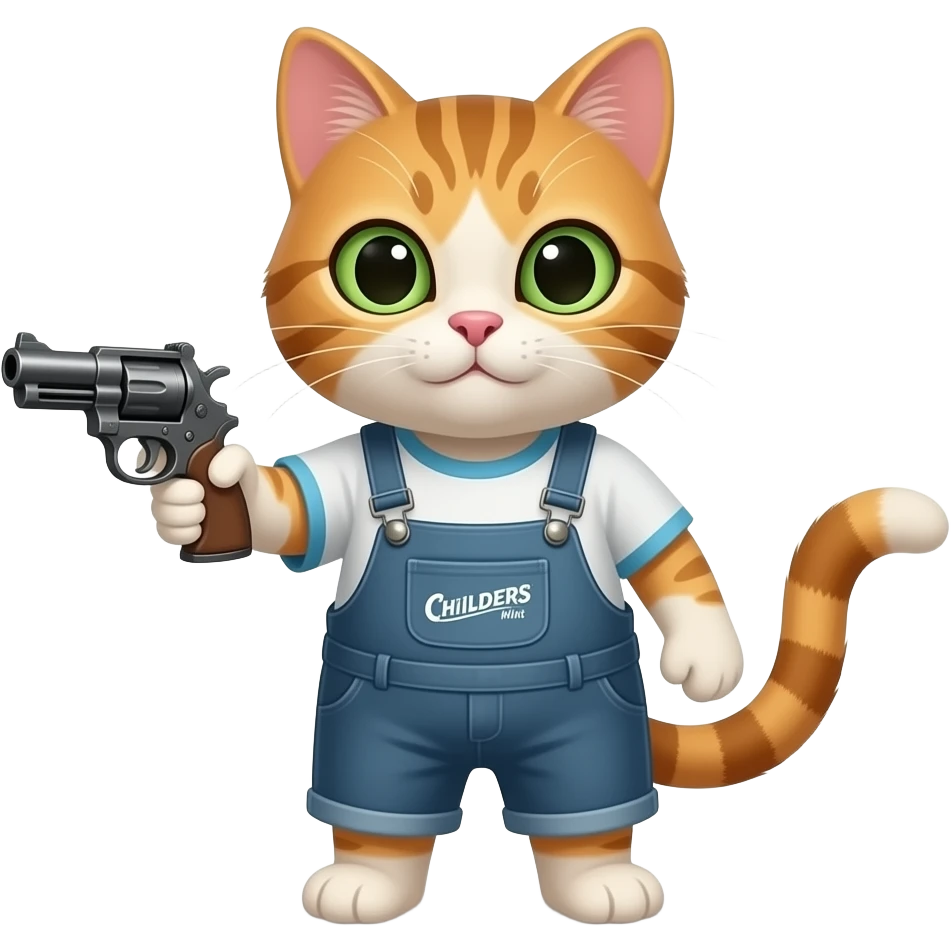 cat with a Childers mint gun emoji