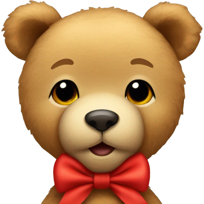 Mini light brown teddy bear with red bow  emoji