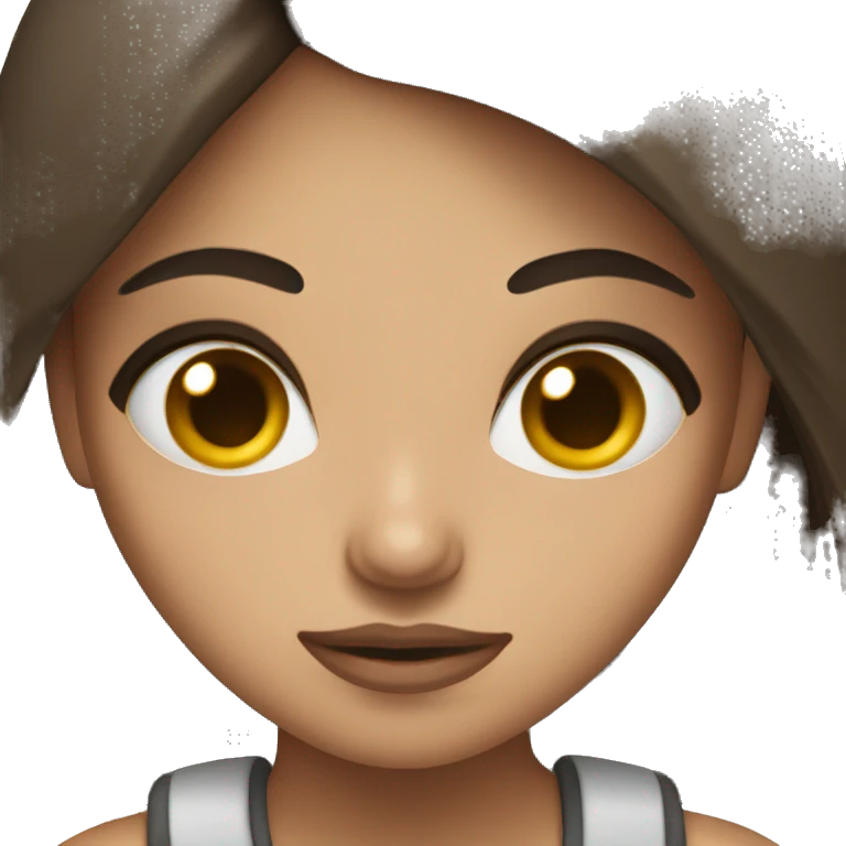 brunette girl giving a dirty look emoji