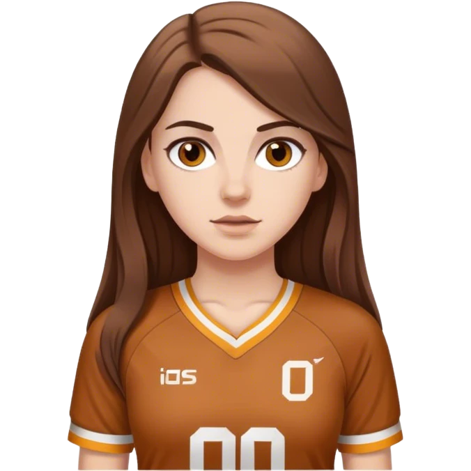 White Girl with long brown hair and brown eyes sports jersey emoji