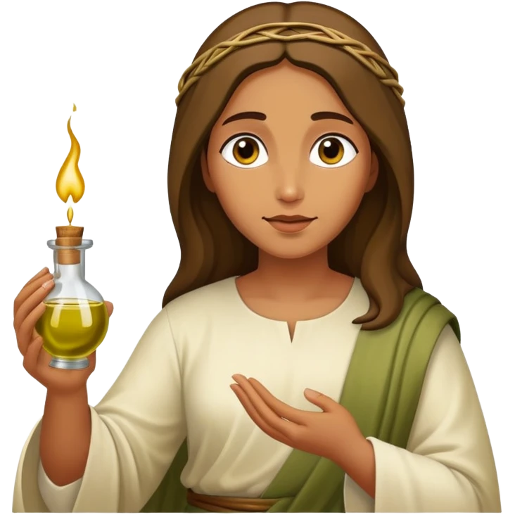 Biblical woman anoints Jesus with oil emoji