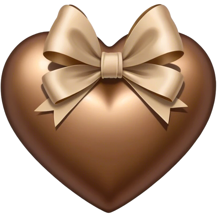 brown metallic heart with beige bow emoji