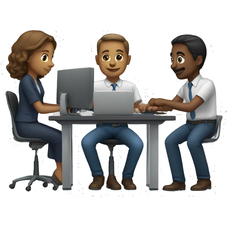 three people working together on computers emoji